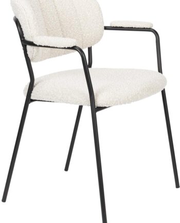 Spisebordsstol Spisestuestol Med Armlæn Studio White Jolien Hvid Polstret Stof Metalstel H78ã B60 5ã L56 Cm