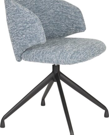 Spisebordsstol Studio White Balado Polstret Grå Polyester Med Drejefunktion Og Sort Jernbase