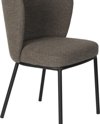 Spisebordsstol Studio White Guus Askegrå Polstret Slidstærkt Polyester Med Sorte Metalben Ergonomisk Design