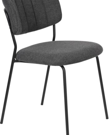Spisebordsstol Studio White Jolien Askegrå Stof Polstret Pu-skum Sort Stålunderstel
