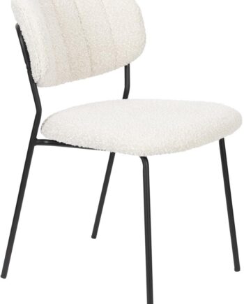 Spisebordsstol Studio White Jolien Polstret Offwhite Stof Med Metalramme