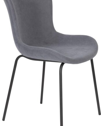 Spisebordsstol Studio White Junzo Polstret Mørkegrå Ribfløjl Metalstel