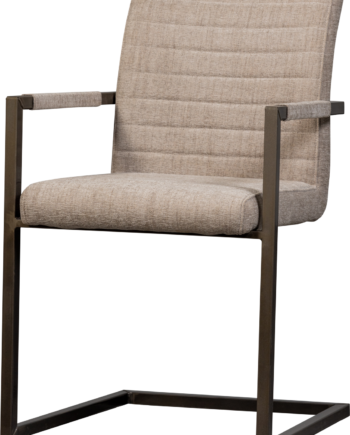 Spisebordsstol Woood Bas   Sand Vintage Pu-læder Ribbet  Sort Metalramme  H87xb54xd62 Cm