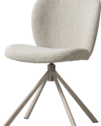 Spisebordsstol Woood Collection Femke Natur Bouclé Med Drejefod Stålstel Ergonomisk Komfort