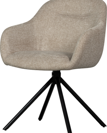 Spisebordsstol Woood Collection Grant-jaki Sandfarvet Polyester Chenillestof Med Mat Sort Stel H80xb57xd61 Cm