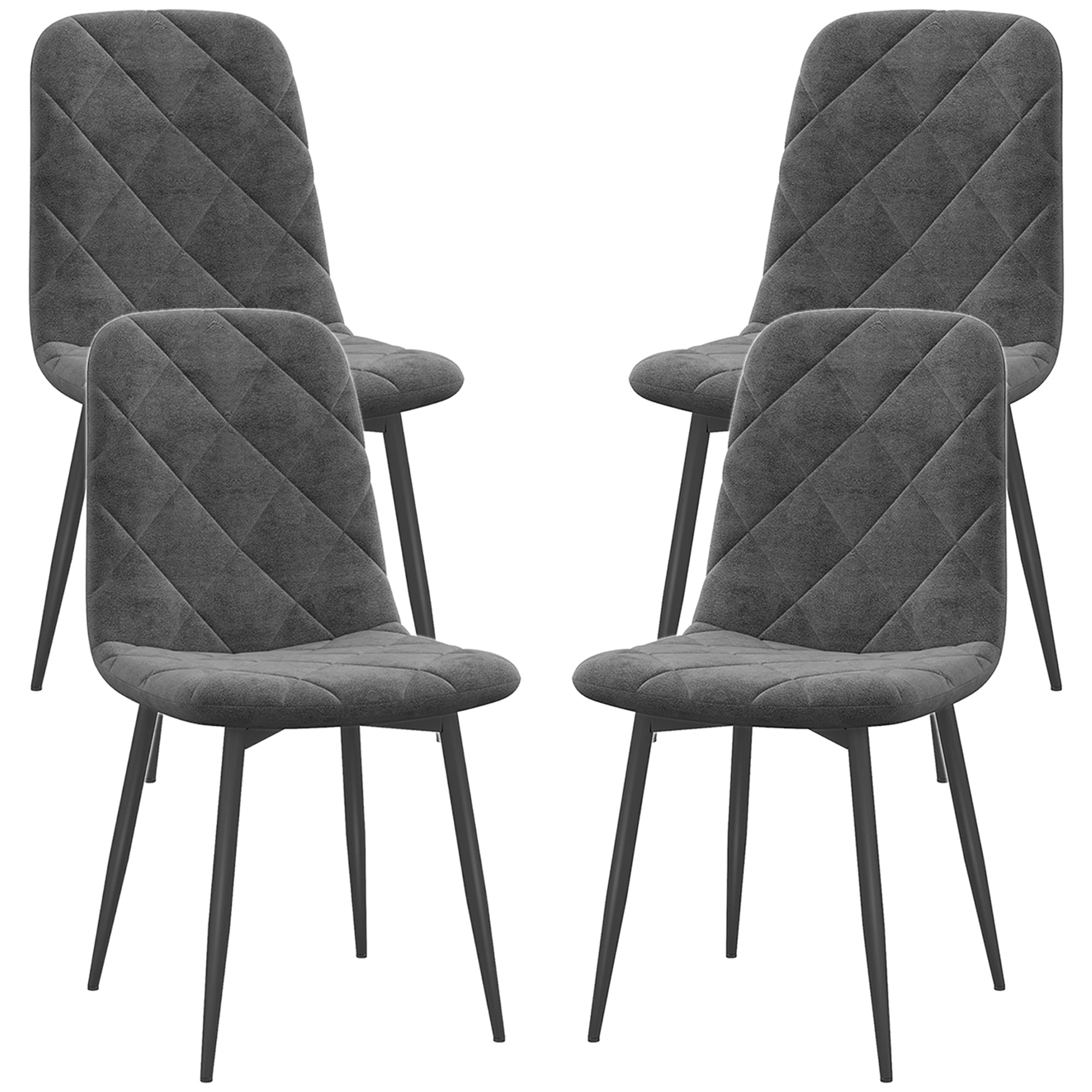 Spisestole  Sæt Med   Køkkenstole Med Ryglæn  Velour Look  Polstrede Stole Med Metalben  Til Spisebord  Grå