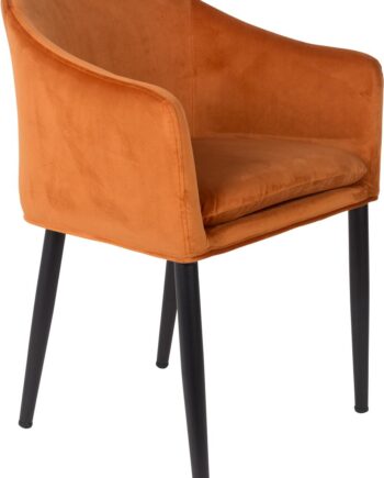 Spisestuestol Med Armlæn Studio White Catelyn Brændt Orange Polstret Stof Metalbase