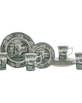 Spode Heritage Green Italian Stel 12 Dele  Grøn Hvid
