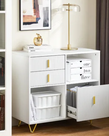 Stilfuldt Hvidt Opbevaringsskab   80x40x75 Cm   Perfekt Til Kontor Og Stue