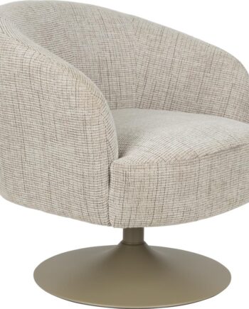Studio White Renate Loungestol Lysgrå Polyester Med Drejefunktion Og Stålbase H73 B75 L75 Cm