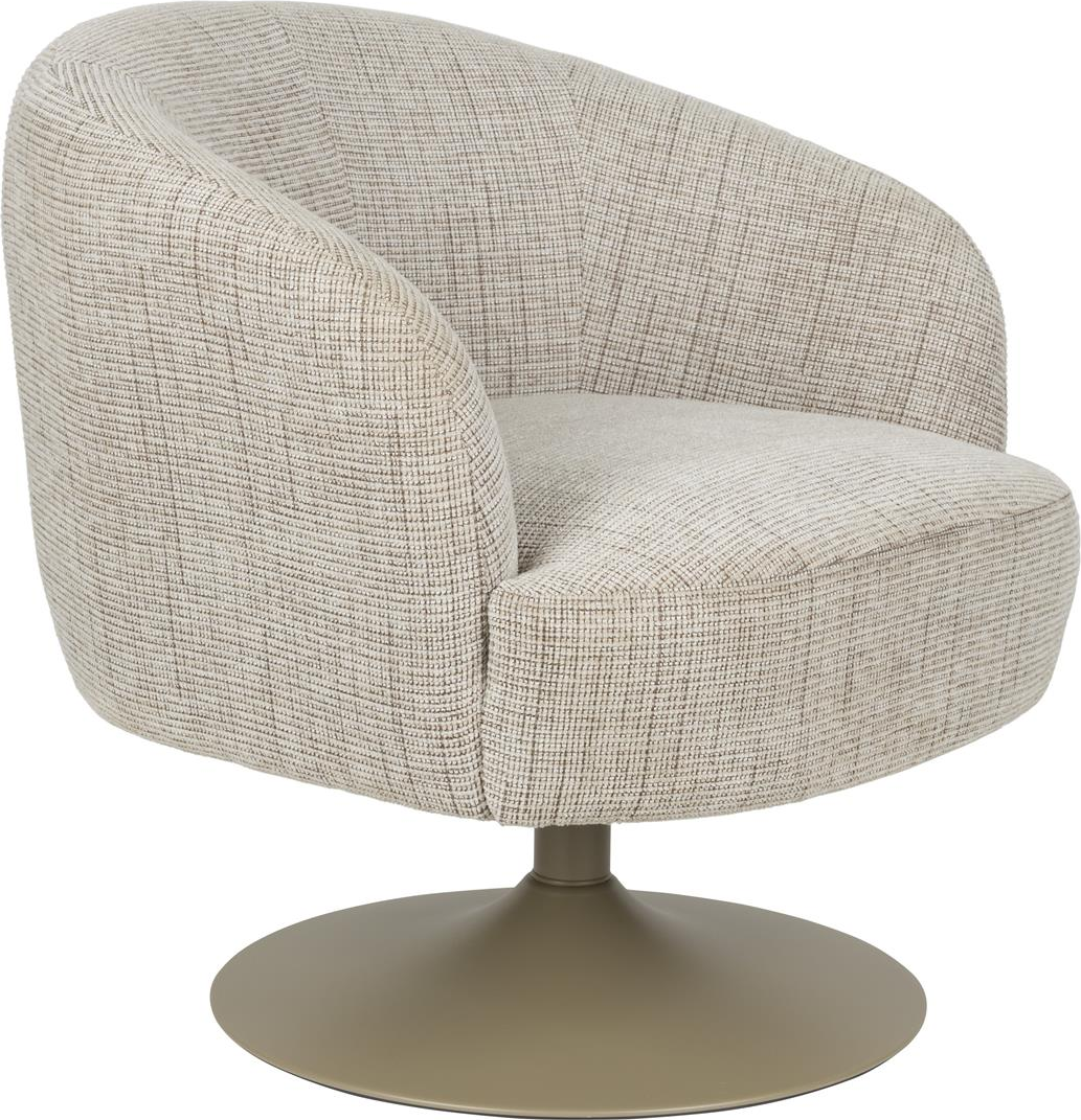 Studio White Renate Loungestol Lysgrå Polyester Med Drejefunktion Og Stålbase H73 B75 L75 Cm