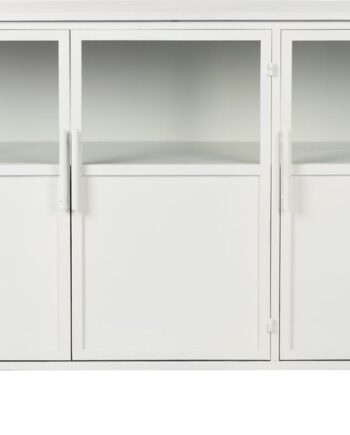 Studio White Skænk Miya   Offwhite Pulverlakeret Jern  Glas- Og Solide Døre  120x35x80 Cm