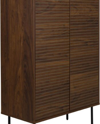 Studio White Stripes Højskab Opbevaringsskab Mørkebrun Mdf Med Jernben H130ã B80ã D40 Cm