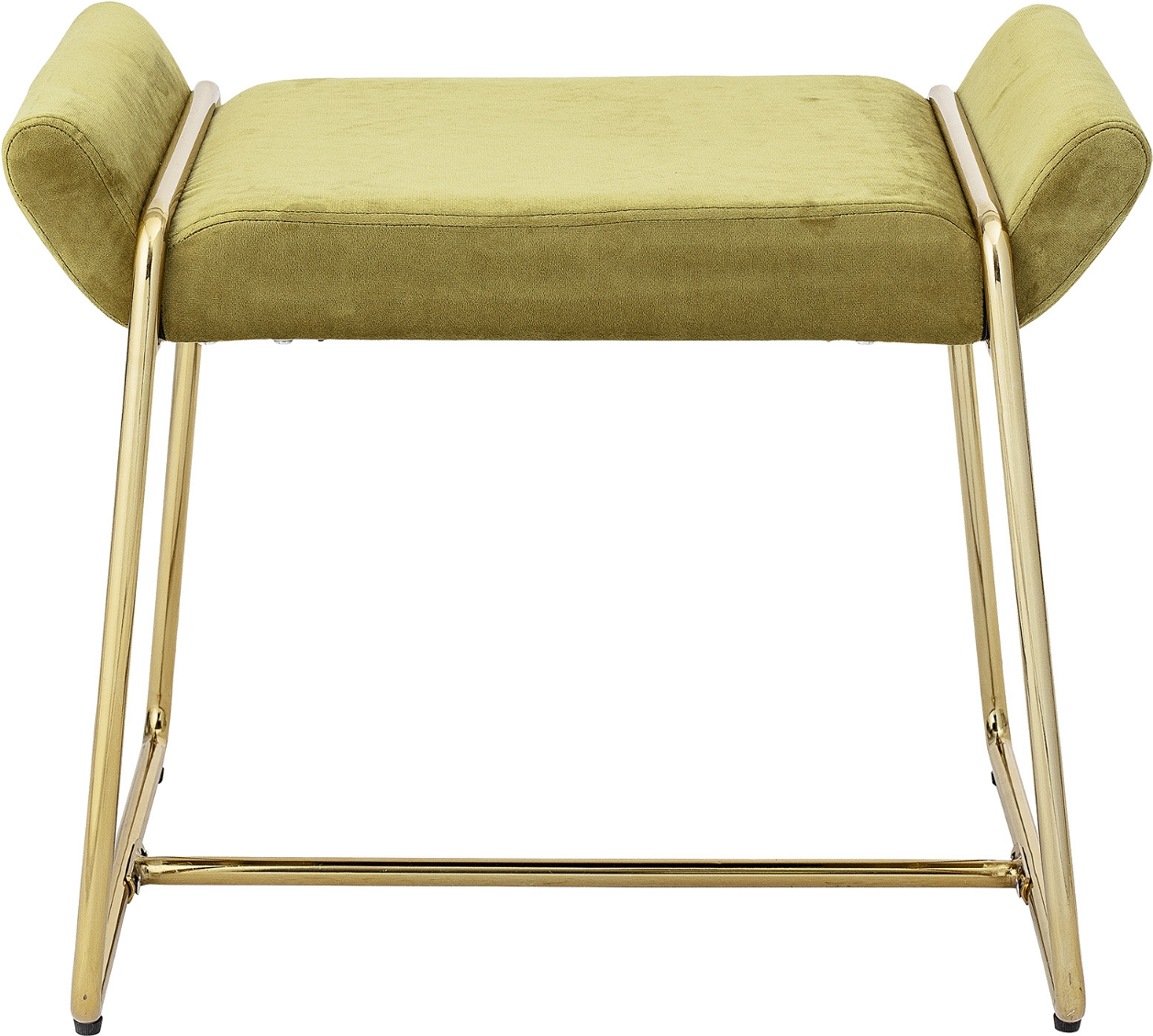 Taburet Skammel Bloomingville Nordic Gul Polstret   Holdbar Polyester Med Gyldne Metalben H50xb36xl60 Cm