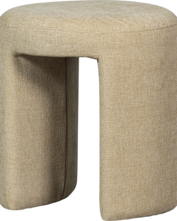Taburet Skammel Woood Collection Charlie Natur Polyester Chenille ø45   H47 Cm