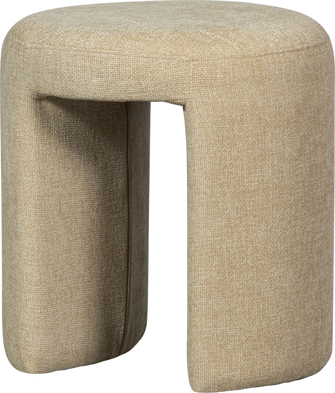 Taburet Skammel Woood Collection Charlie Natur Polyester Chenille ø45   H47 Cm