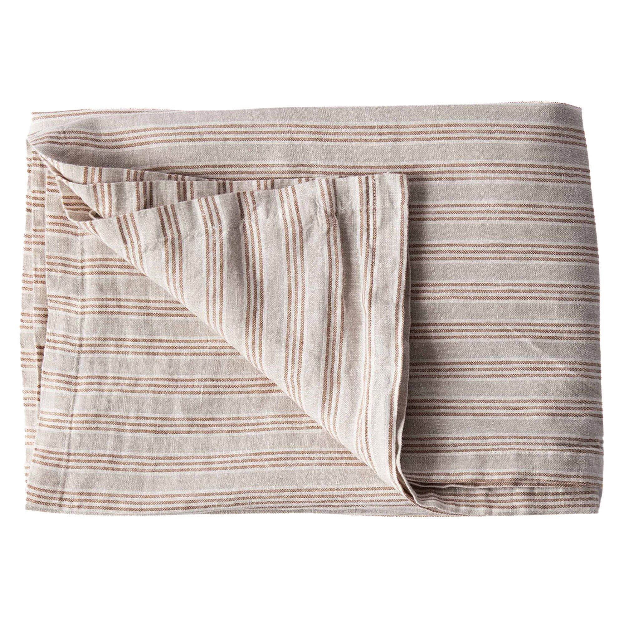 Tell Me More Dug   Hør 145   330 Cm  Hazelnut Stripe