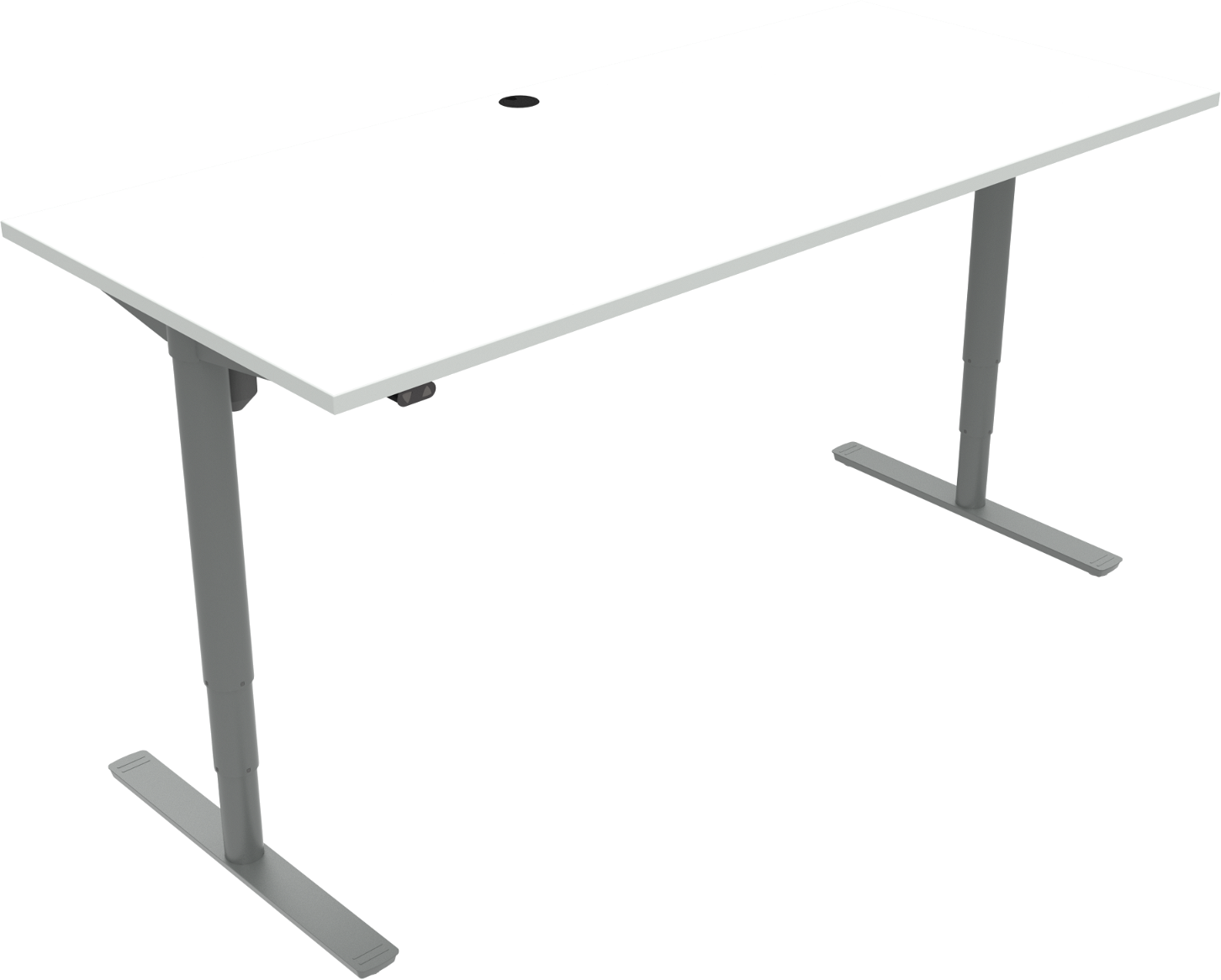 To-bens Firkantet Hæve- Sænkebord Zennord Comfortzone Højdejusterbart Skrivebord 180x80 Cm Hvid Sølv