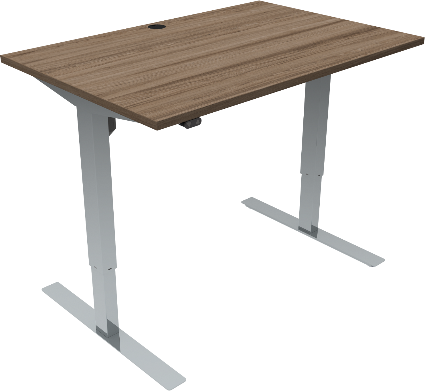 To-bens Firkantet Hæve- Sænkebord Zennord Updown Sit-stand Bord   Valnødsmelamin Med Kromstel 80x120 Cm Højde 68-118 Cm