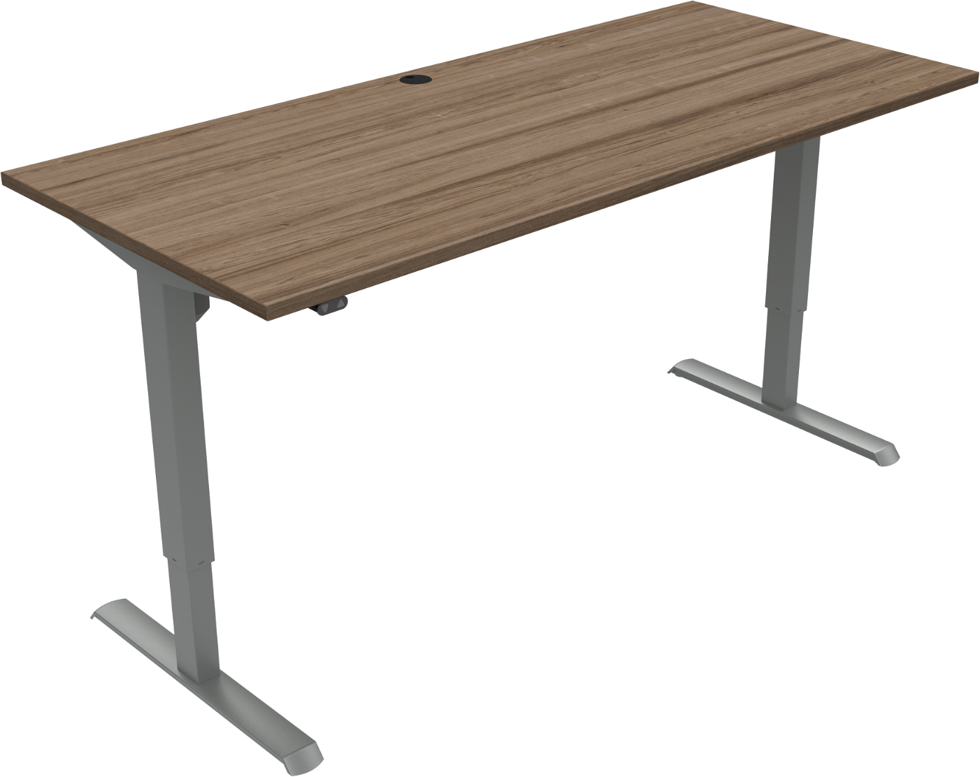 To-bens Hæve- Sænkebord Firkantet Zennord Adaptdesk   Valnød Og Sølv Justerbar Højde 68-118 Cm