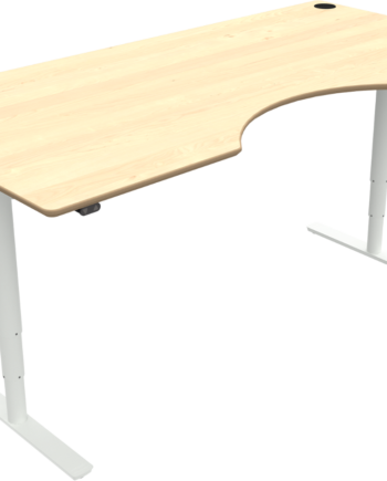 To-bens Hæve- Sænkebord Med Centerudskæring Zennord Comfortzone   Ahorn Hvid 100x200 Cm
