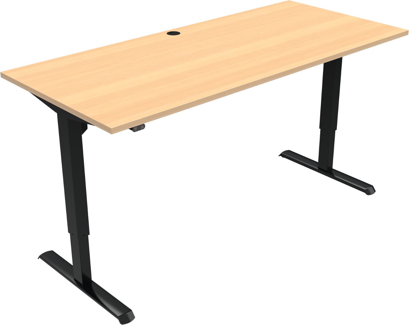 To-bens Hæve- Sænkebord Skrivebord Zennord Adaptdesk   Bøg Natur   Sort Stel  Højde 68 118 Cm