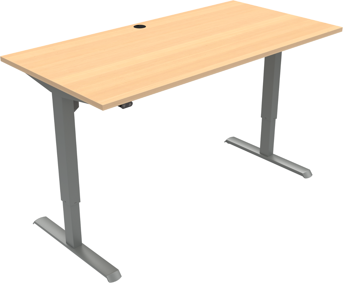 To-bens Hæve- Sænkebord Zennord Adaptdesk Firkantet 160   80 Cm Bøgeplade Natur Sølv