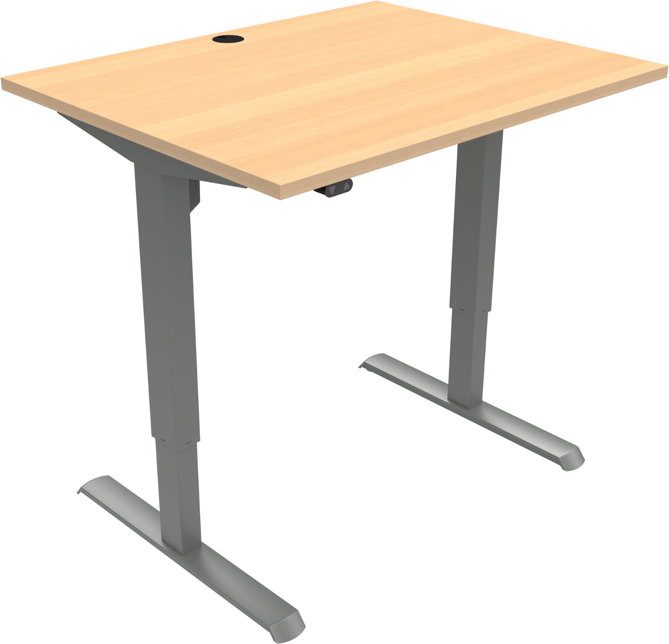To-bens Hæve- Sænkebord Zennord Adaptdesk Sidde- Ståbord  Natur Bøg Sølv  H118xb80xl100 Cm