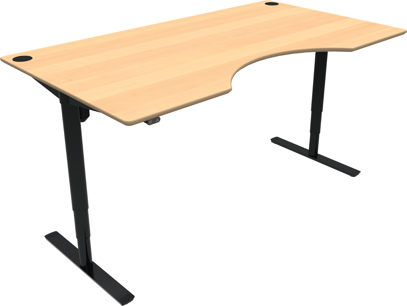 To-bens Hæve- Sænkebord Zennord Comfortzone Centerudskæring Ergonomisk Sit-stand Bøg Natur Sort