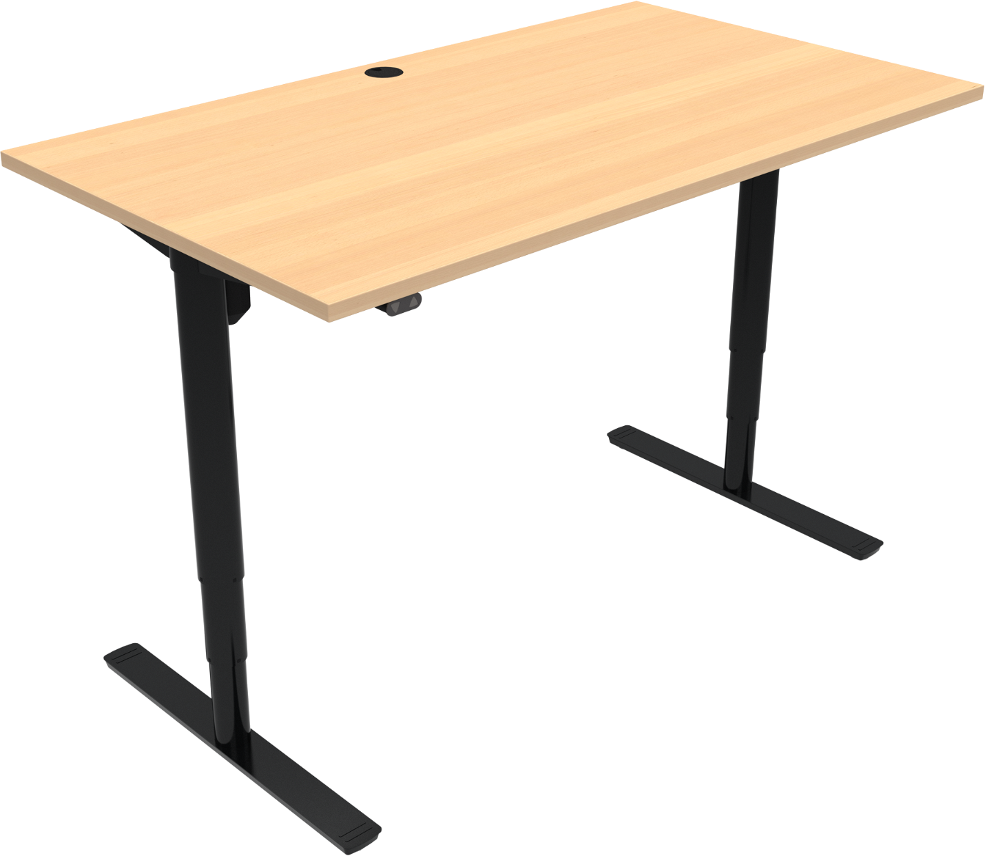 To-bens Hæve- Sænkebord Zennord Comfortzone 65-125 Cm 140ã 80 Cm Højdejusterbart Skrivebord Natur Sort