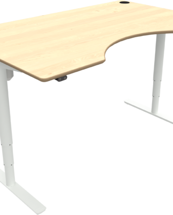 To-bens Hæve- Sænkebord Zennord Comfortzone Ergonomisk Med Centerudskæring Ahorn Hvid 160x100 Cm