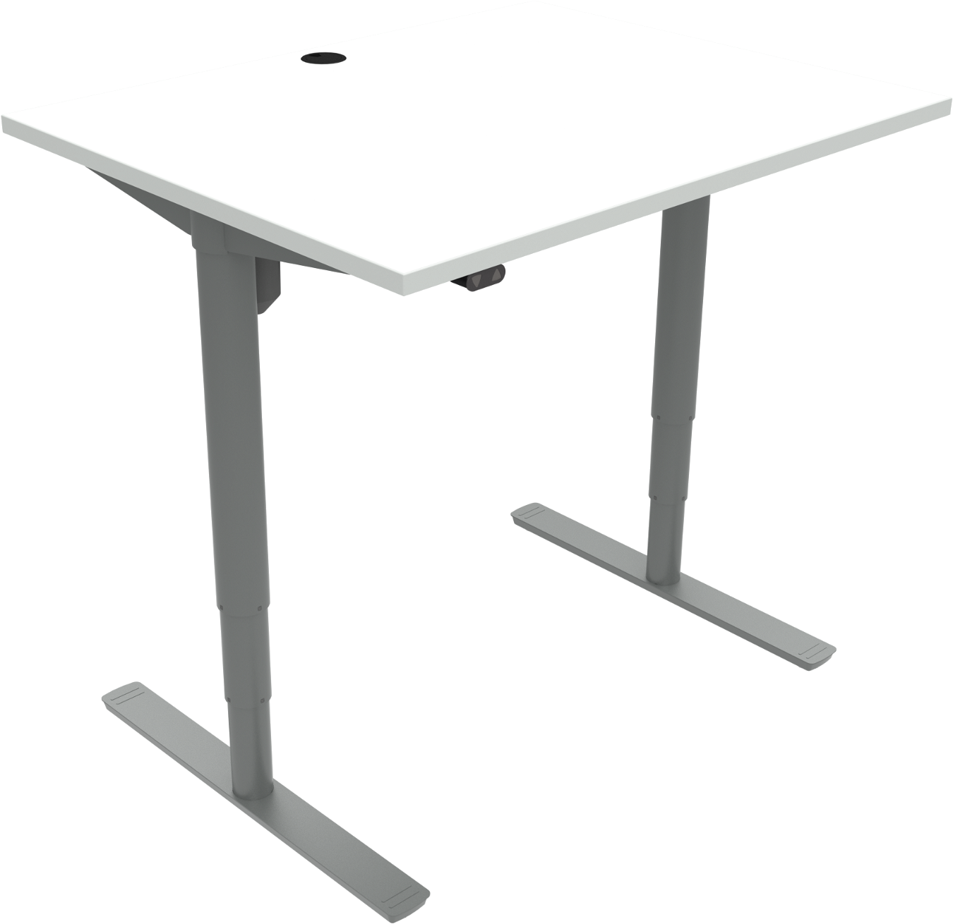 To-bens Hæve- Sænkebord Zennord Comfortzone Firkantet 80x100 Cm Hvid Sølv