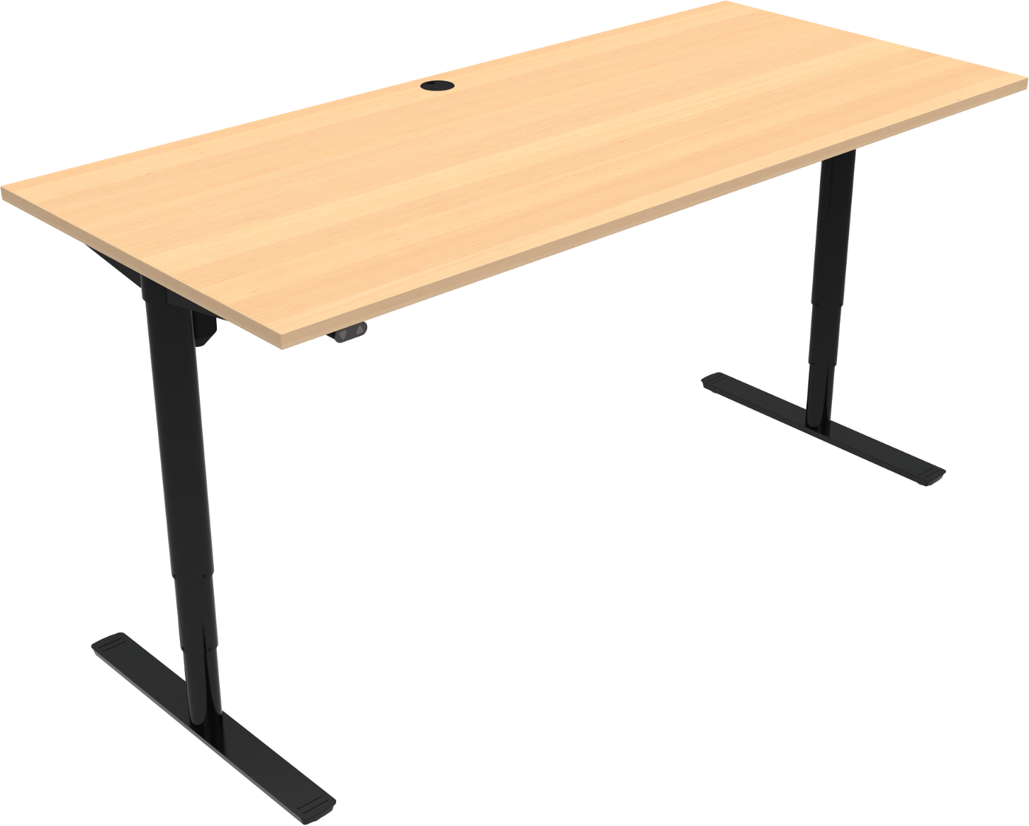 To-bens Hæve- Sænkebord Zennord Comfortzone Højdejusterbart Skrivebord 65-125 Cm Højde  180x80 Cm Bøgetræ Sort