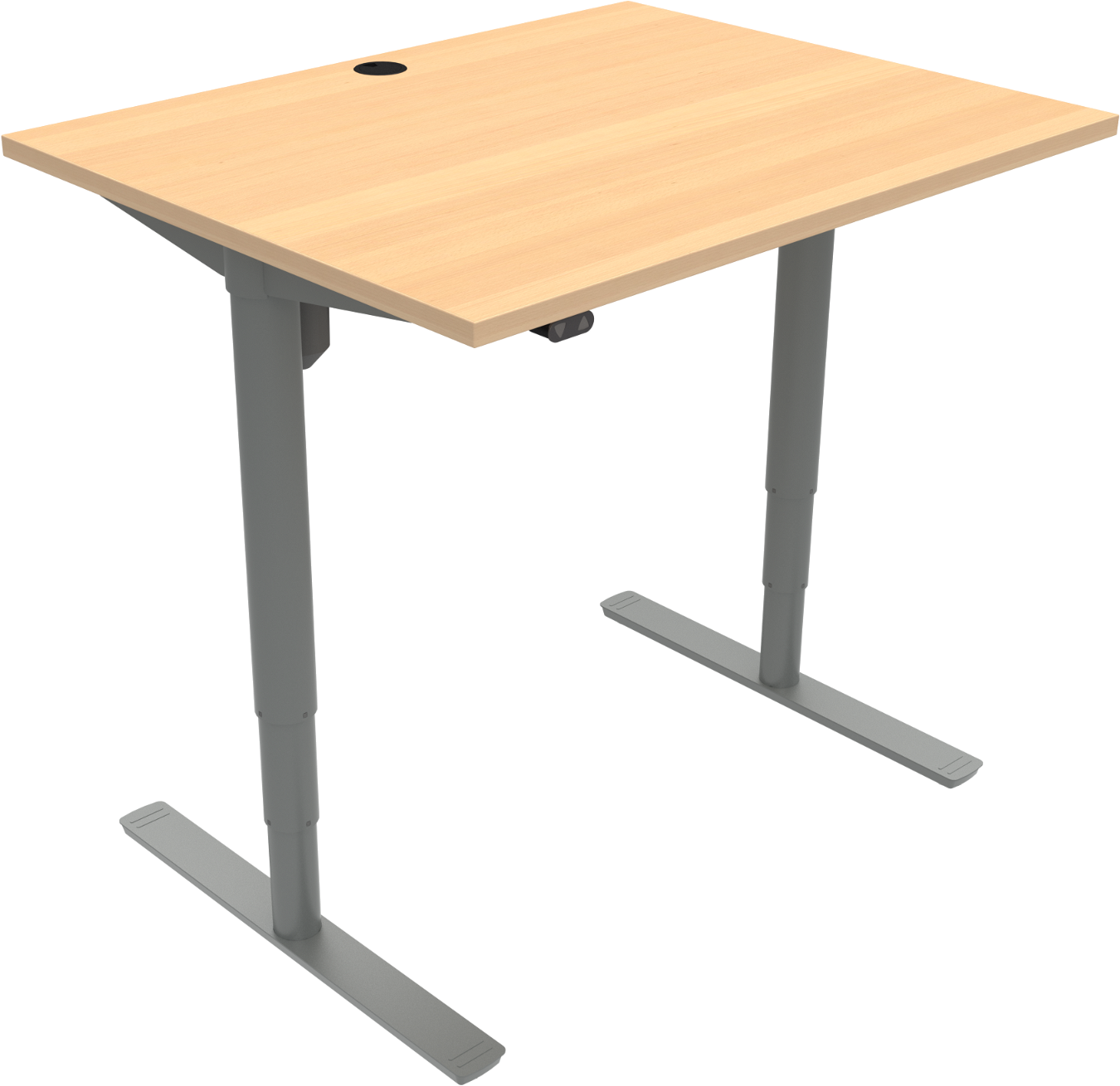 To-bens Hæve- Sænkebord Zennord Comfortzone  Højdejusterbart Skrivebord Naturbøg Melamin Med Sølvben 100x80 Cm