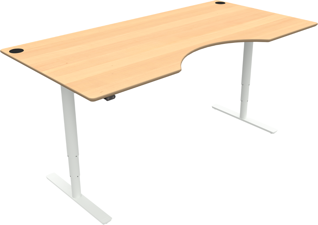 To-bens Hæve- Sænkebord Zennord Comfortzone Med Centerudskæring Bøg Hvid 200x100 Cm