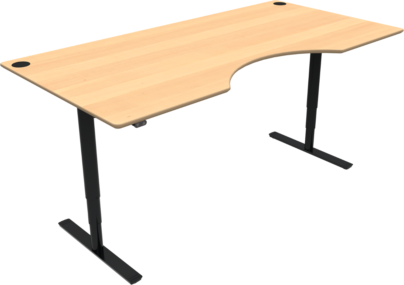 To-bens Hæve- Sænkebord Zennord Comfortzone Med Centerudskæring 200   100 Cm Bøg Natur Sort Skrivebord