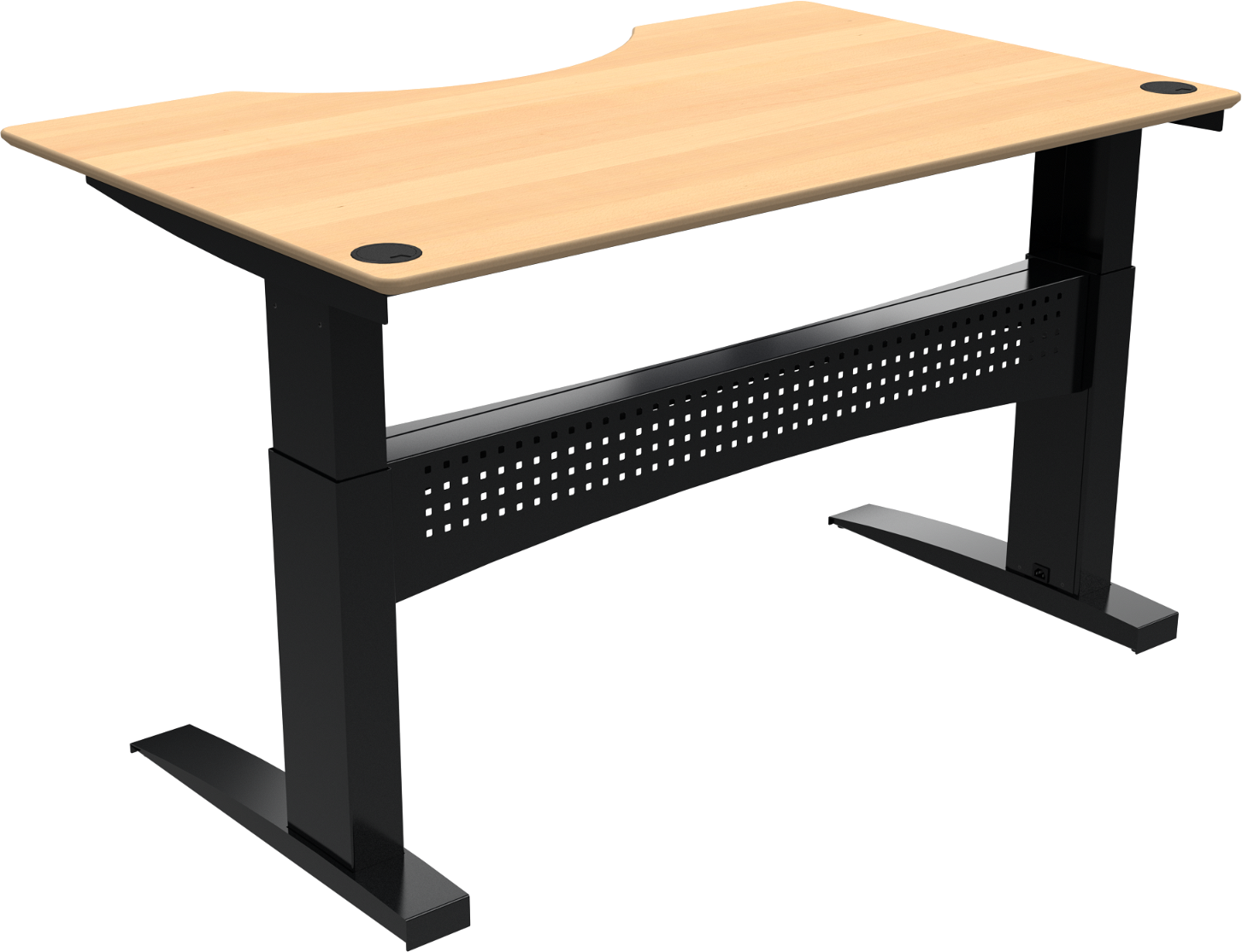 To-bens Hæve- Sænkebord Zennord Flexdesk Centerudskæring Bøg Natur Sort 160x100 Cm