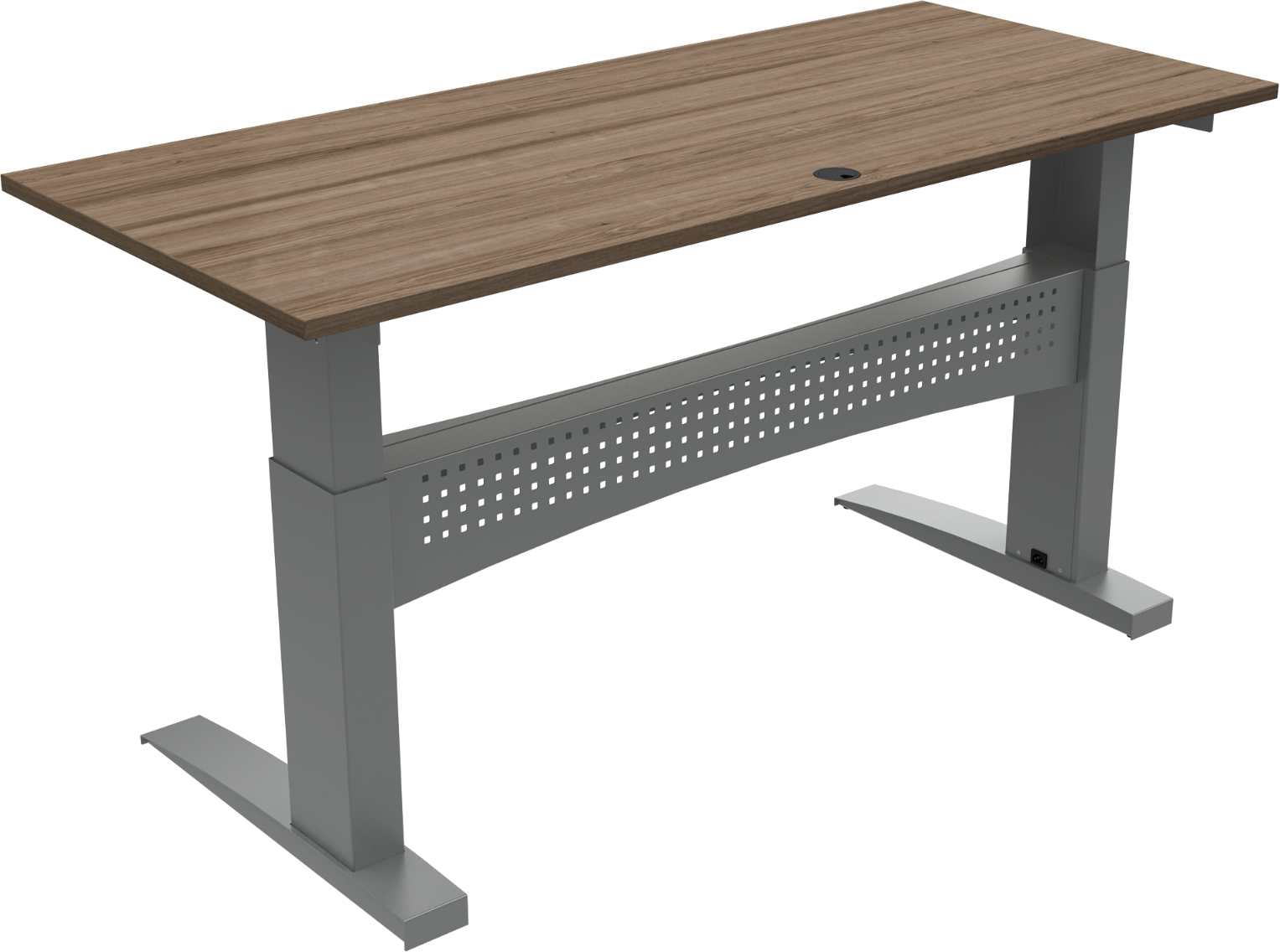 To-bens Hæve- Sænkebord Zennord Flexdesk 180ã 80 Cm Valnød Melamin Højde 65-122 Cm Mørk Natur Sølv