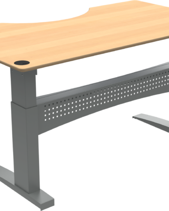 To-bens Hæve- Sænkebord Zennord Flexdesk Med Ergonomisk Centerudskæring 180x100 Cm Naturbøg Sølv
