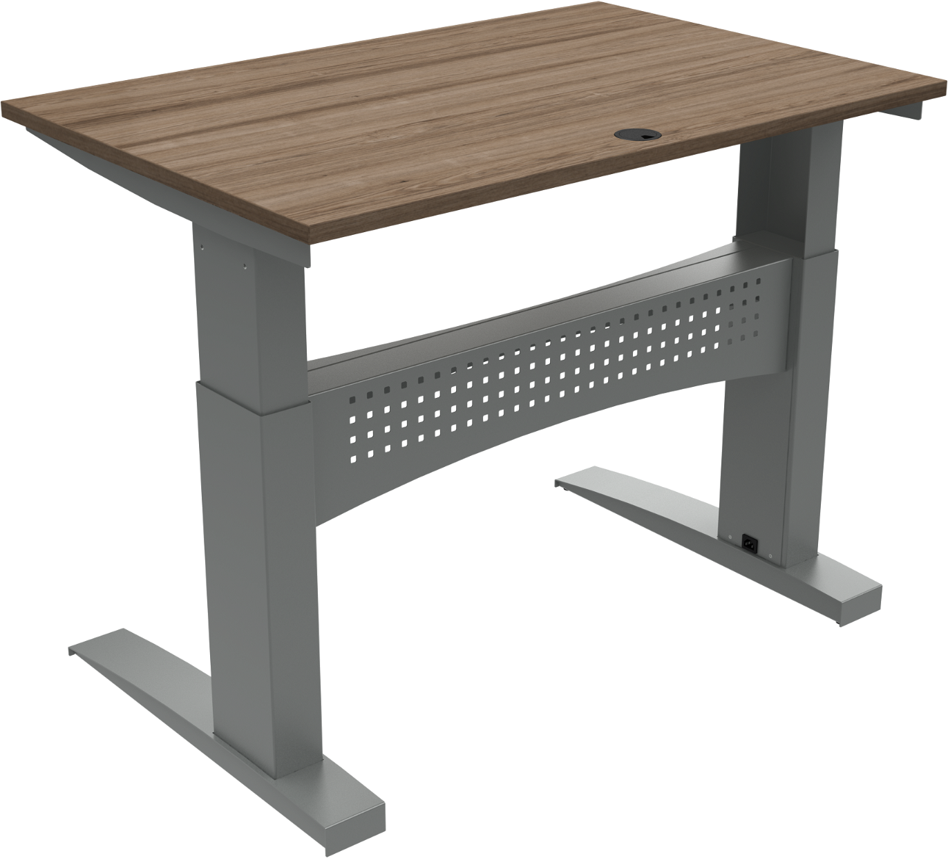 To-bens Hæve- Sænkebord Zennord Flexdesk Valnød Sølv 80x120 Cm H65-122 Cm