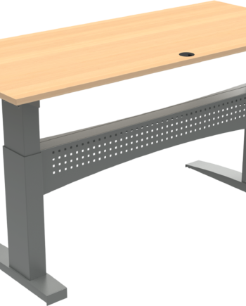 To-bens Hæve- Sænkebord Zennord Flexdesk 180x80x122 Cm Bøg Sølv Ergonomisk Skrivebord