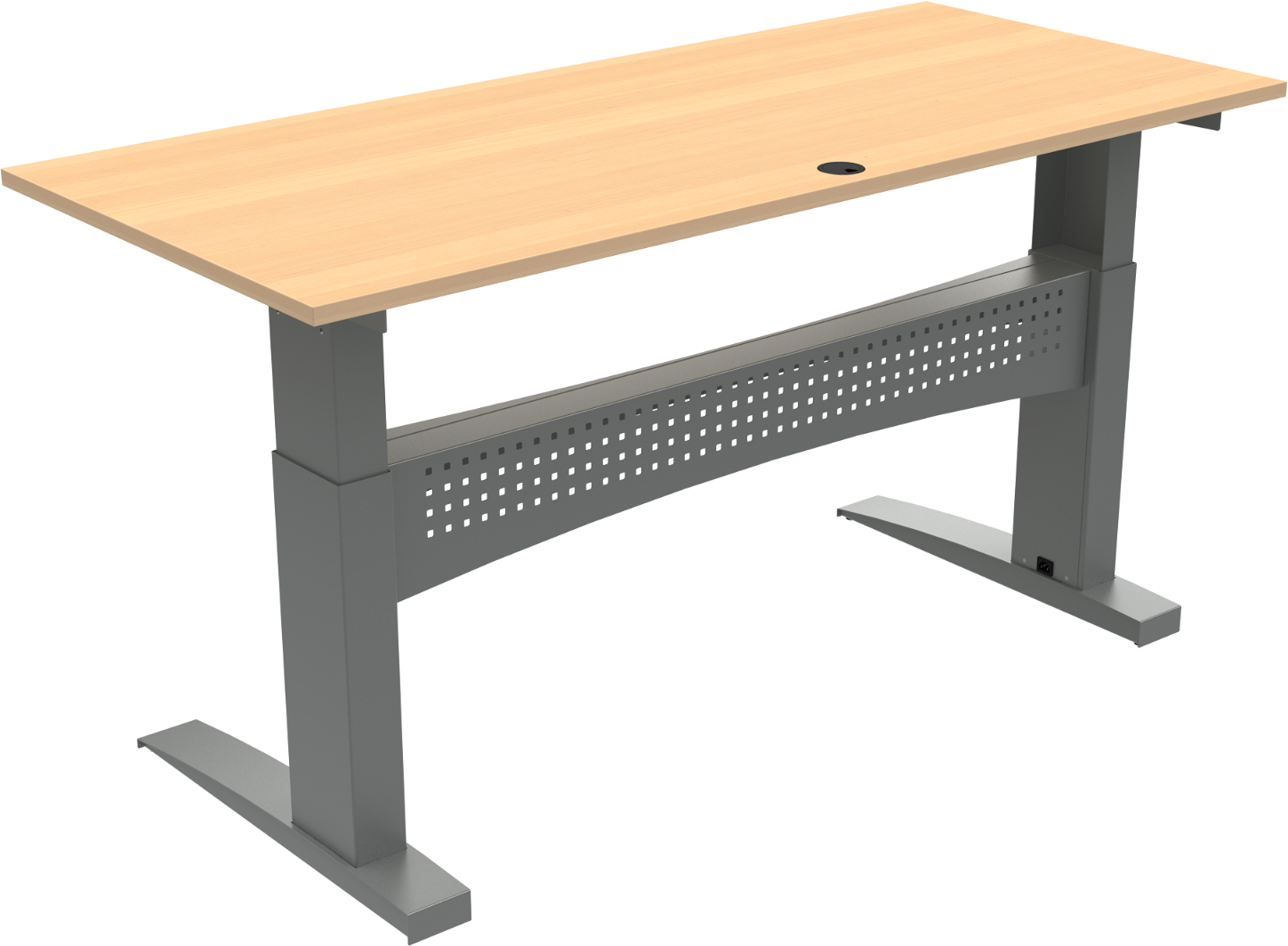 To-bens Hæve- Sænkebord Zennord Flexdesk 180x80x122 Cm Bøg Sølv Ergonomisk Skrivebord