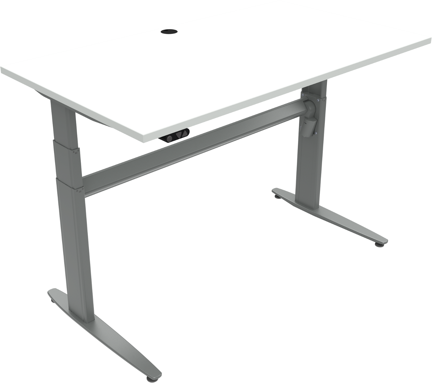 To-bens Hæve- Sænkebord Zennord Movemate 140ã 80 Cm Hvid Sølv   Højde 68-120 Cm