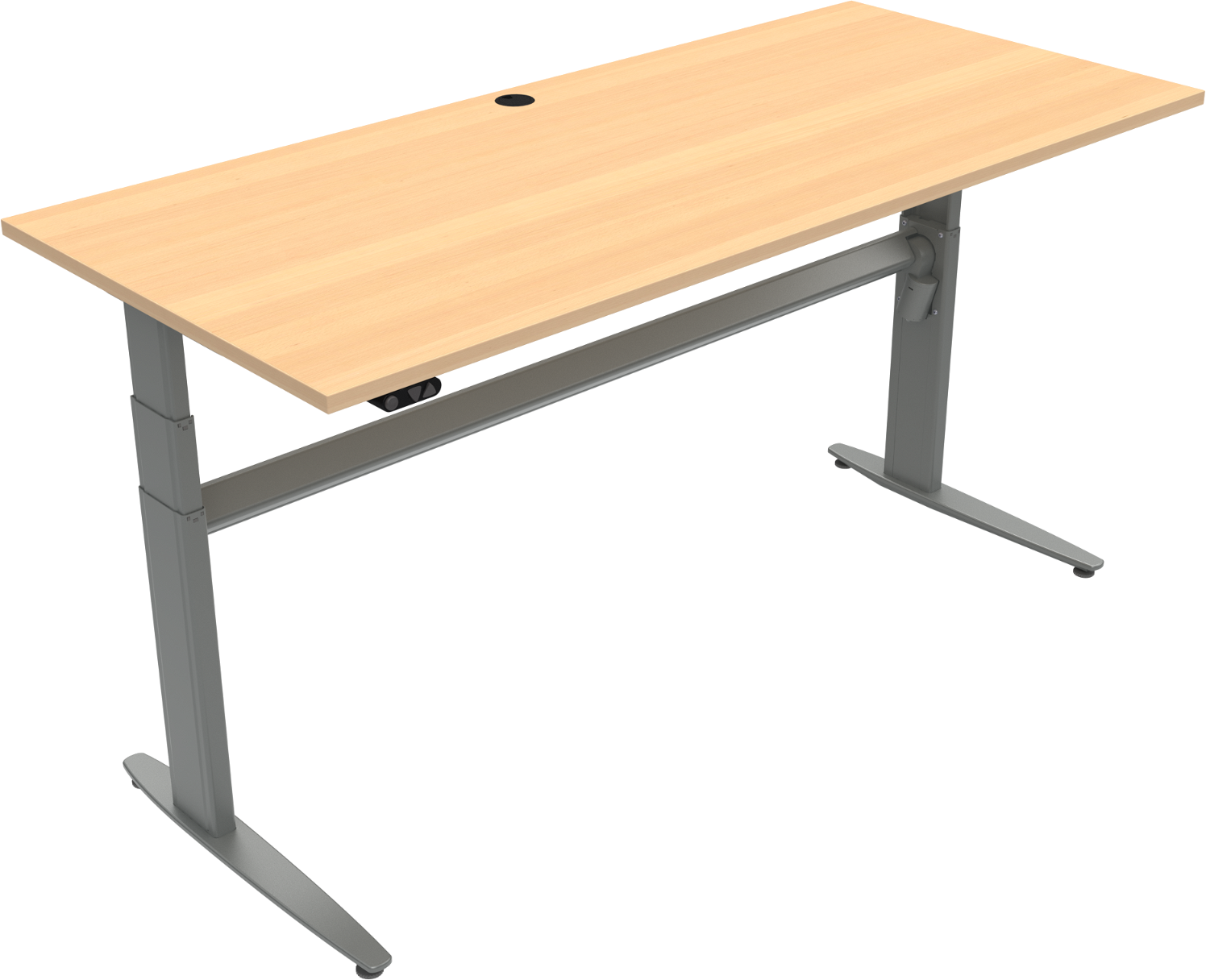 To-bens Hæve- Sænkebord Zennord Movemate Firkantet   Justerbart 68-120 Cm Højde  180x80 Cm Bøg Med Sølvstel