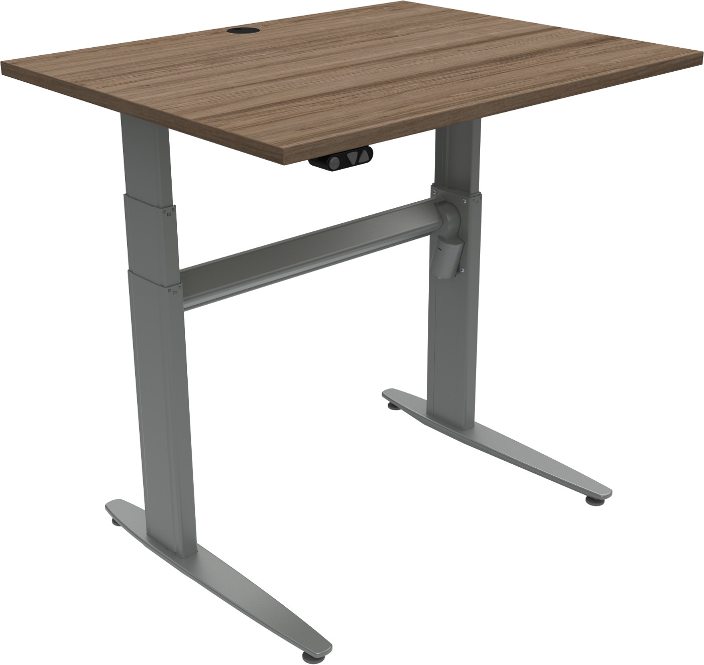 To-bens Hæve- Sænkebord Zennord Movemate   Valnød Med Sølv Stel 100x80 Cm