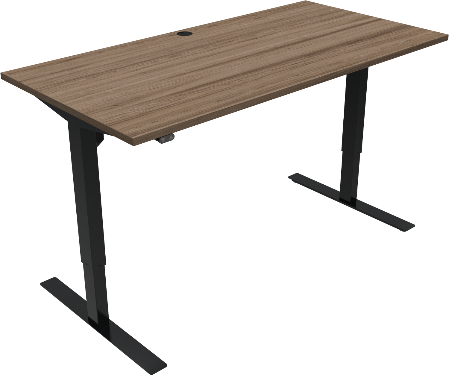 To-bens Hæve- Sænkebord Zennord Updown Firkantet 160x80 Cm Mørk Natur Sort Højdejusterbart Skrivebord