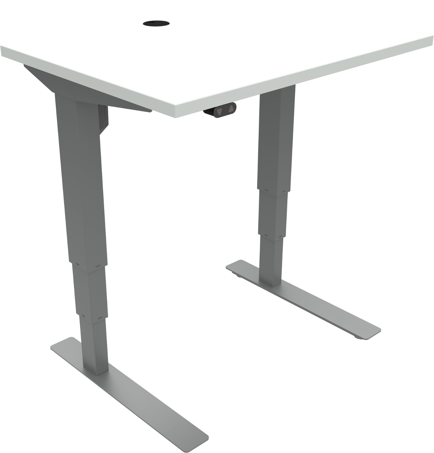 To-bens Hæve- Sænkebord Zennord Versastand 80ã 60 Cm Hvid Sølv Open Frame Mfc Bordplade Med Hjul