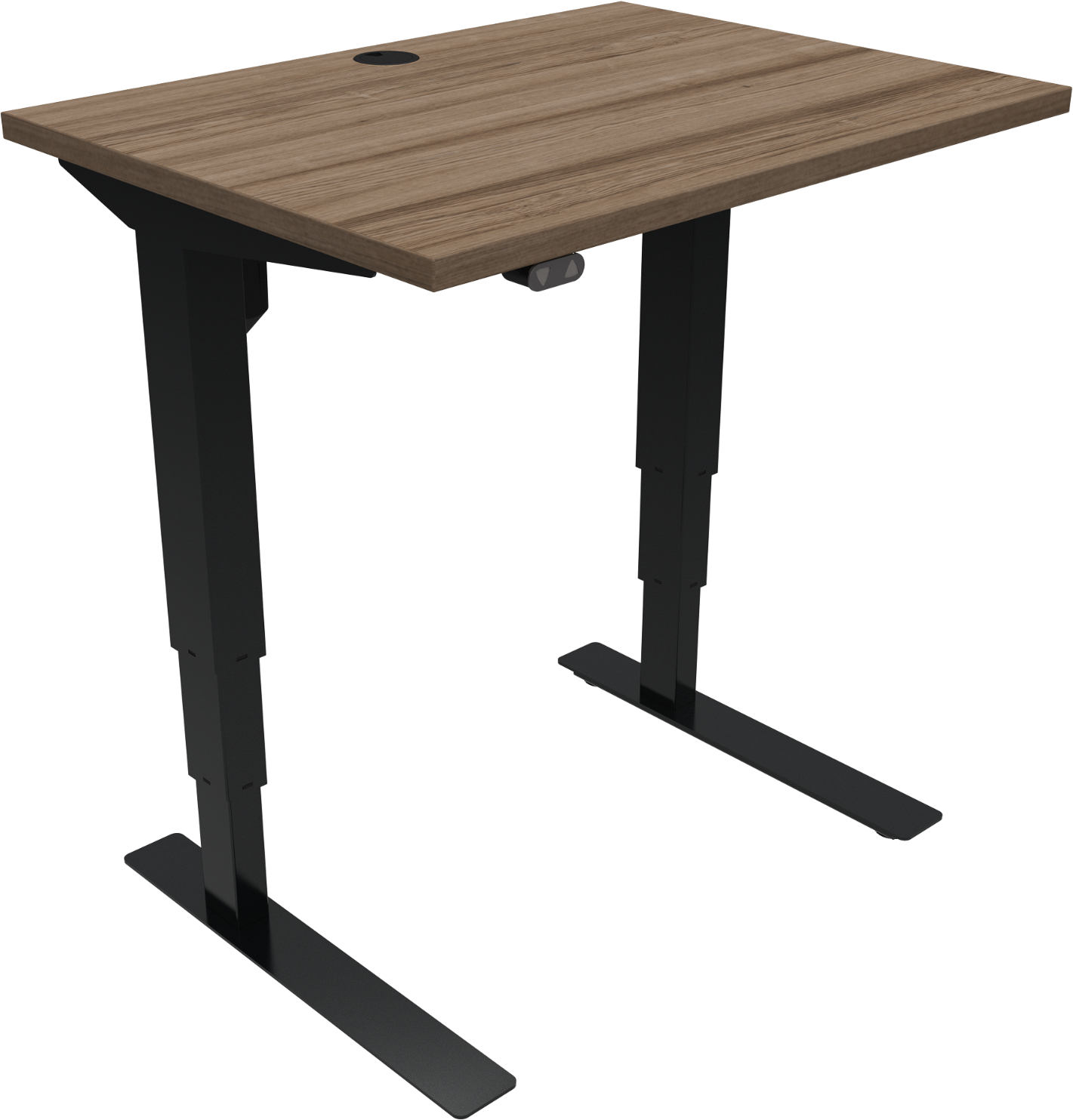 To-bens Hæve- Sænkebord Zennord Versastand   Valnød Mørk Natur Sort Justerbart 57-122 Cm Højde Open Frame Design Skrivebord