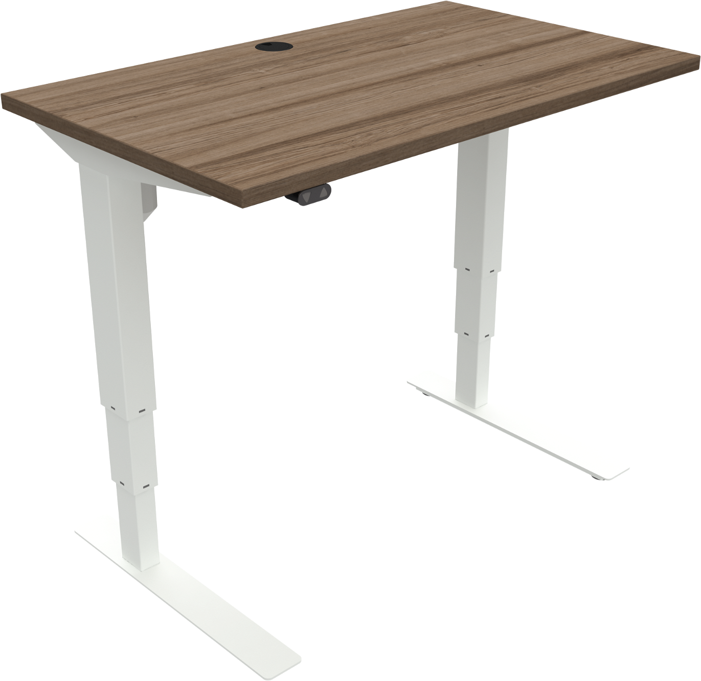 To-bens Hæve- Sænkebord Zennord Versastand   Valnød Og Hvid   Justerbart Skrivebord Med åbent Rammedesign  Højde 57-122 Cm