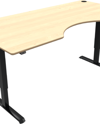 To-bens Hæve-sænkebord Zennord Adaptdesk Centerudskæring Natur Sort 22 Mm Ahorn-mdf En527 Tã   68-118 Cm Justerbart Arbejdsbord